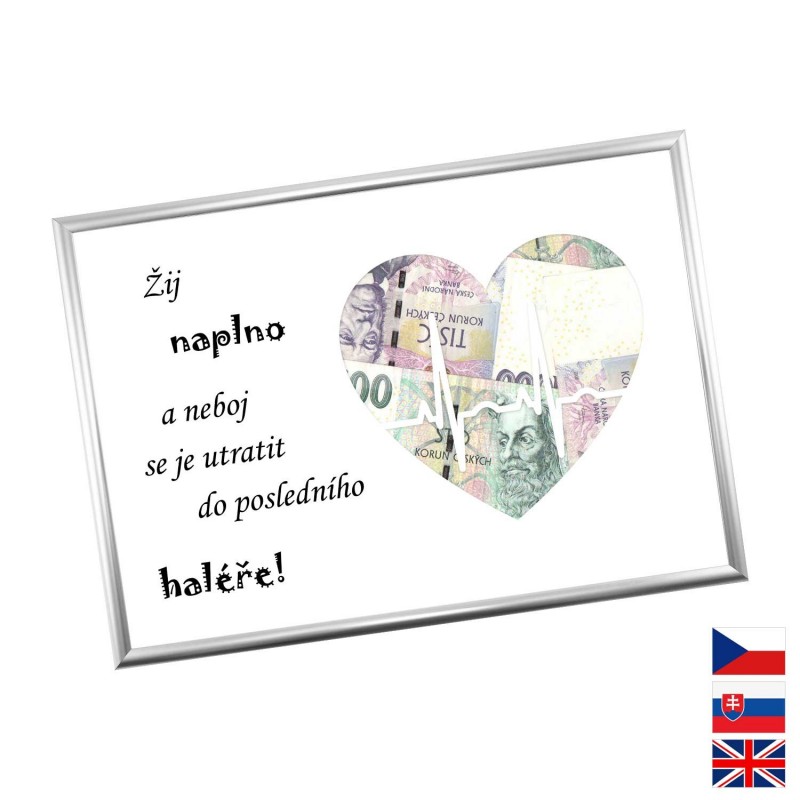 Rámček na darovanie peňazí - Ži naplno